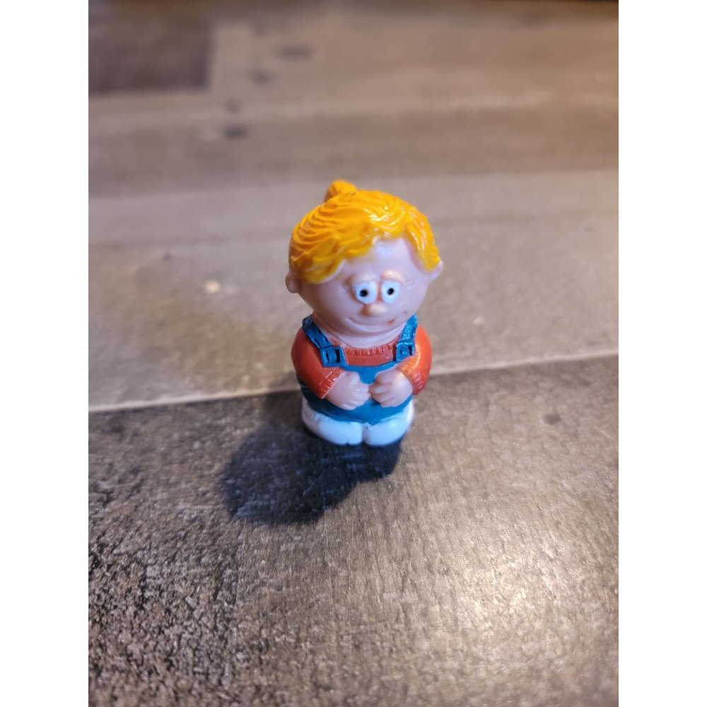 Blonde girl mini doll overalls figure toy